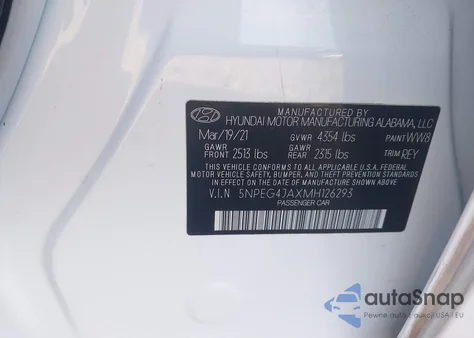 2021 Hyundai Sonata Se z USA, uszkodzony, nr VIN 5NPEG4JAXMH126293